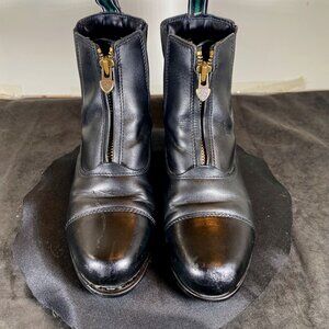 Women's Ariat, Size 4, Black Leather and Canvas Front Zip-up, Boots,